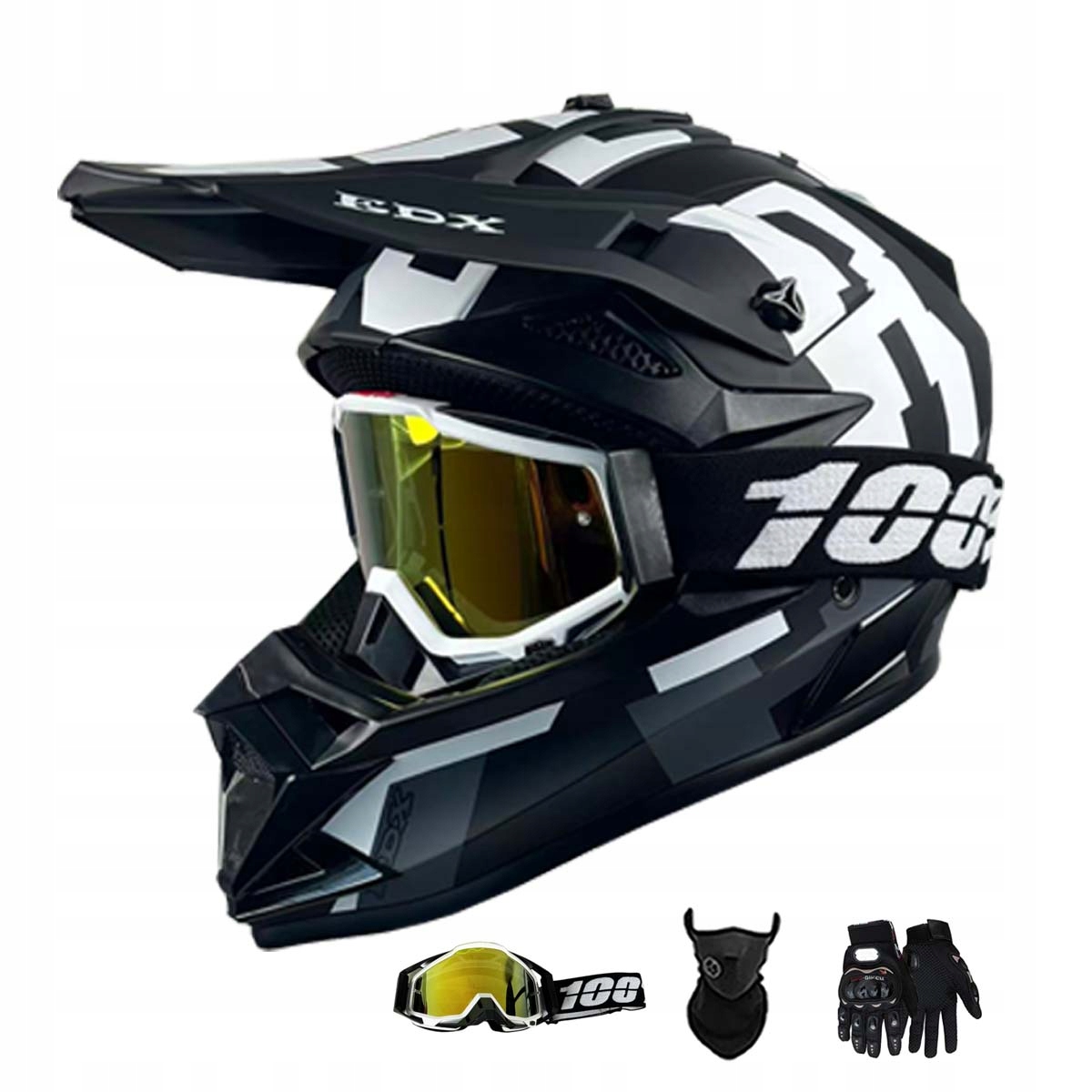 Motocyklová Přilba Lehká Enduro Quada Brýle Rukavice Maska XL