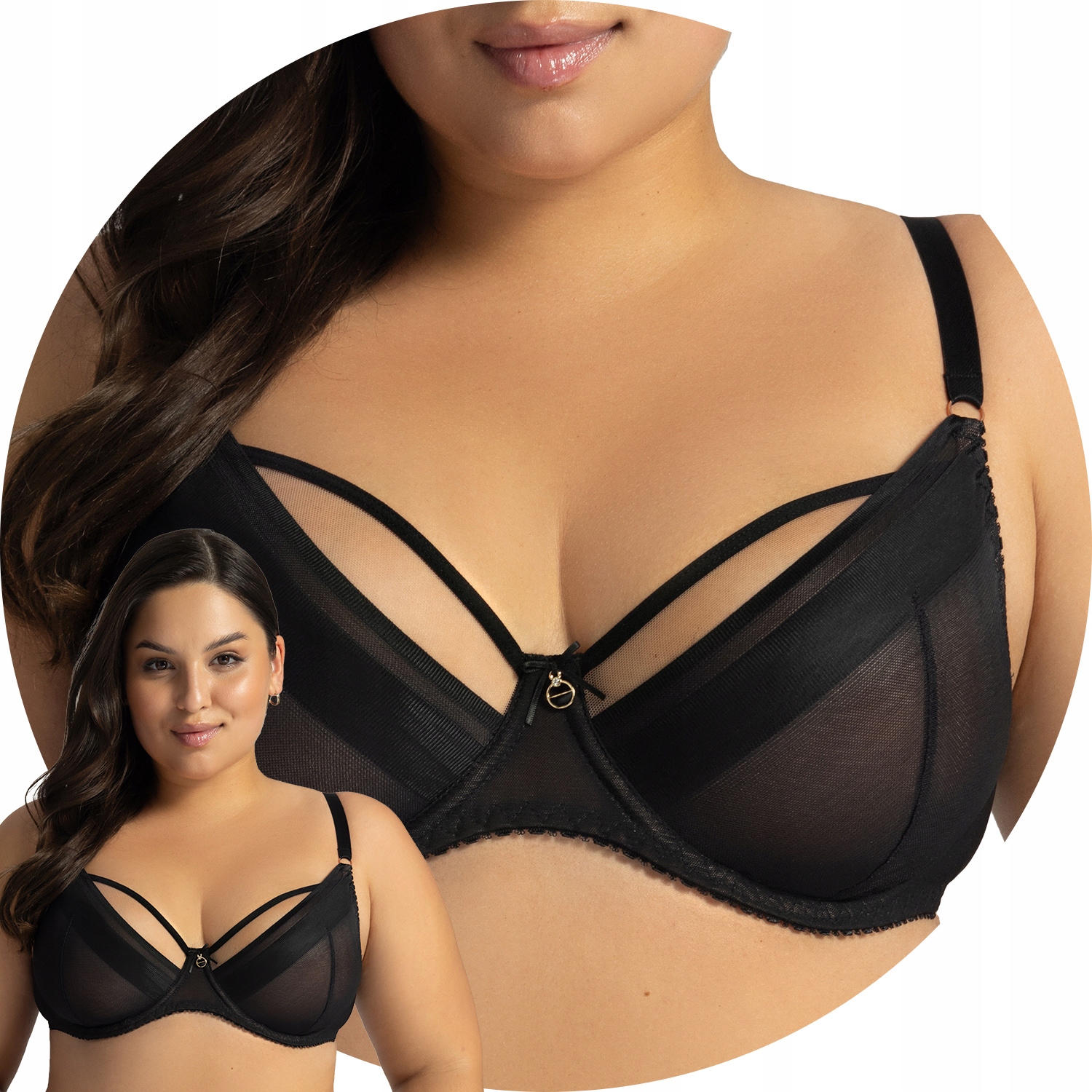 Ava 1824/4 Venus black tyl černá Měkká podprsenka 65E Soft