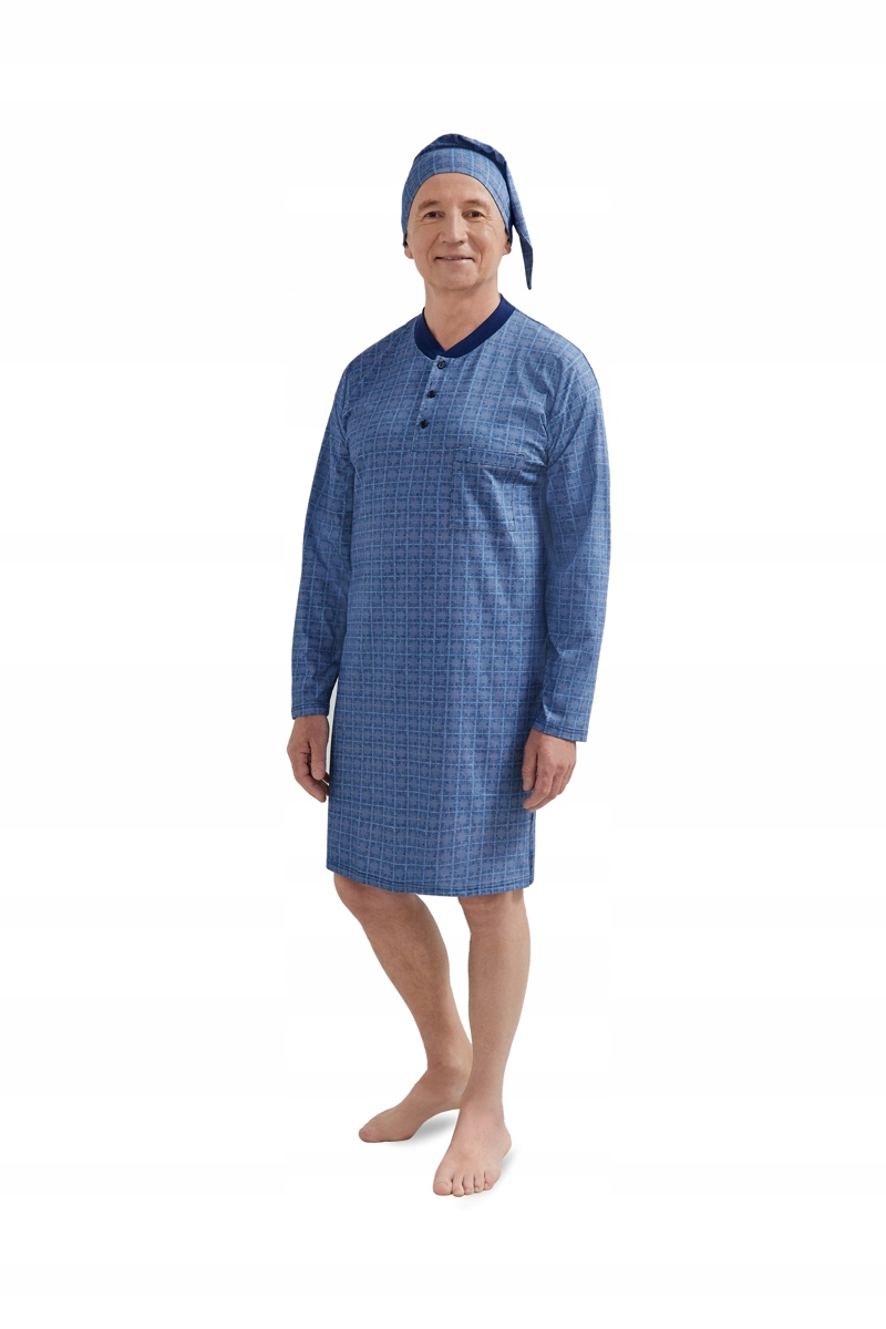 noční pánská s dlouhým rukávem, barva modrá plus župan