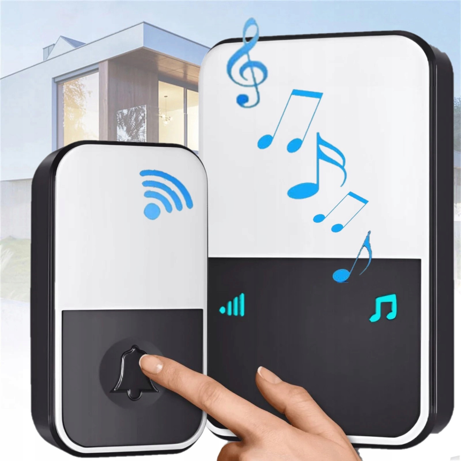 Bezdrátový Zvonek Vodotěsný IP44 Dosah 300 m Na Baterie