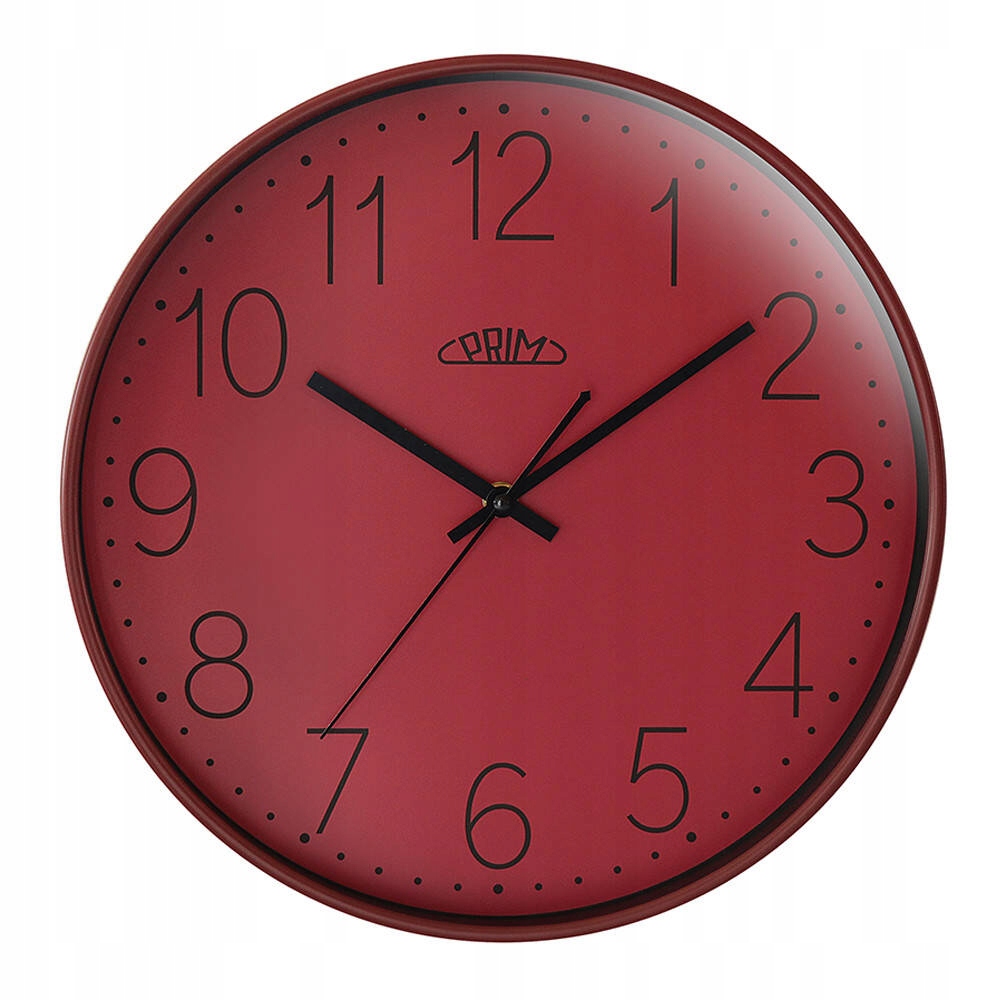 Červené Čitelné Kulatý Elegantní Nástěnné Hodiny Prim E01P.4272 35 cm