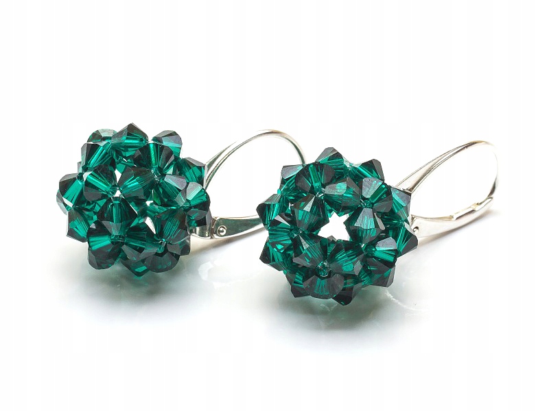 Stříbrné Náušnice 925 Kule 16 s kr. Swarovski Eme