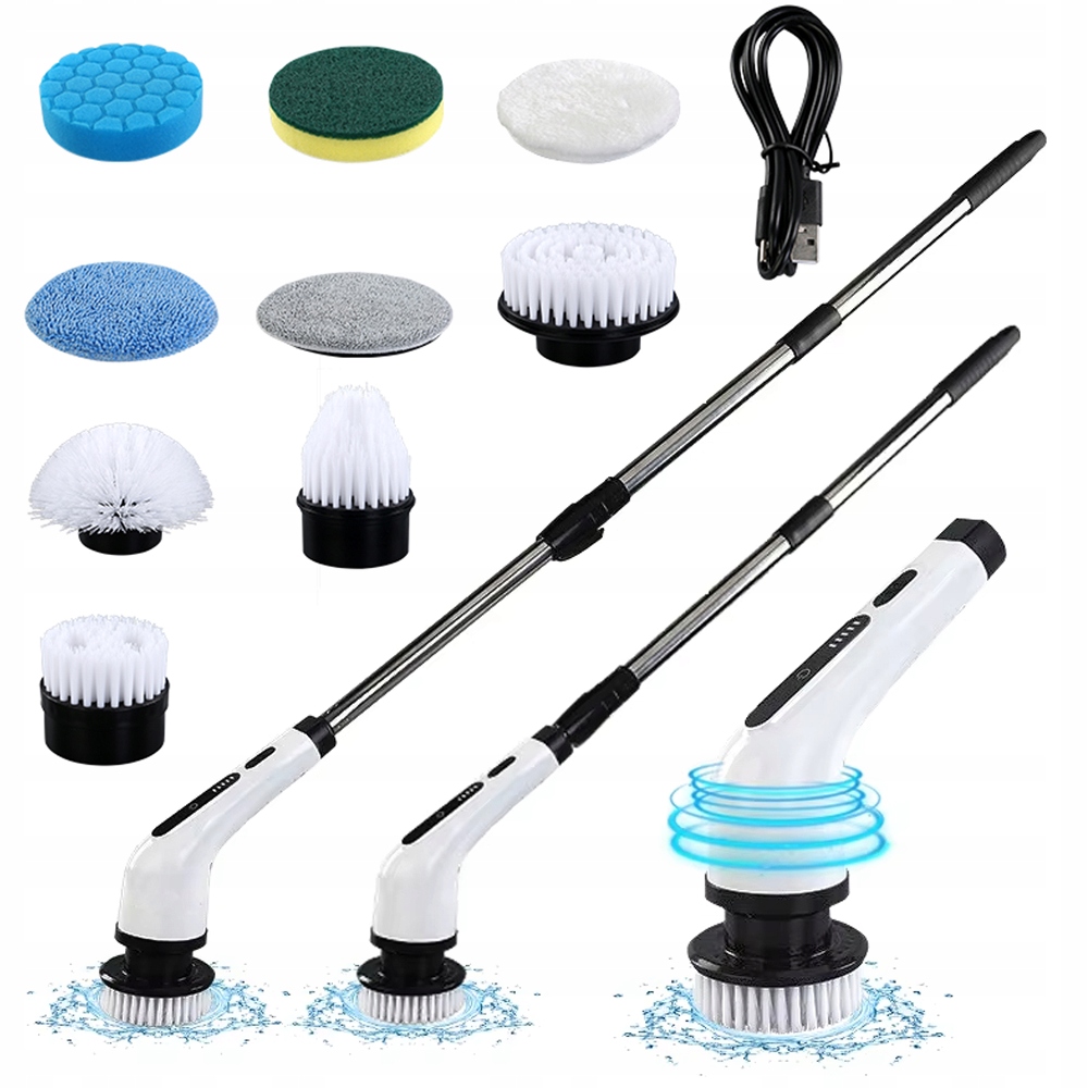 Levně Elektrický Kartáč, Výkonný Rotační Kartáč 9V1 Pro Čištění Podlah