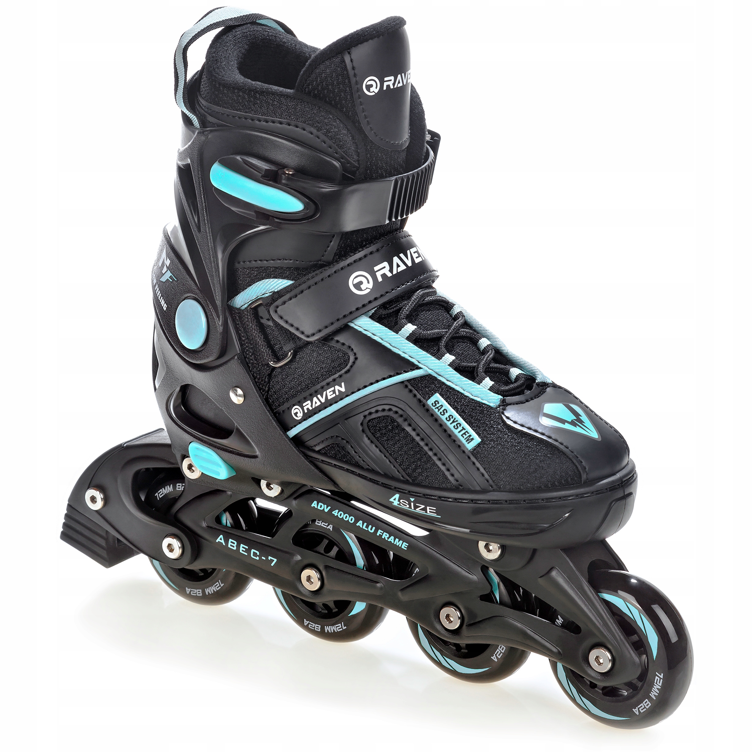 Rolki Łyżwy figurowe 2w1 Regulowane RAVEN Pulse Black/Cyan 33-36 Marka Raven