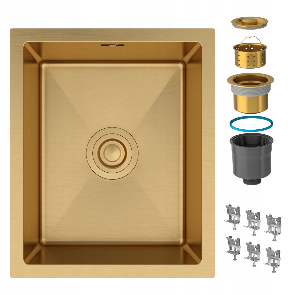 Ocelový Dřez Zlatý Závěsný Jednokomorový Pod Desku BARI37