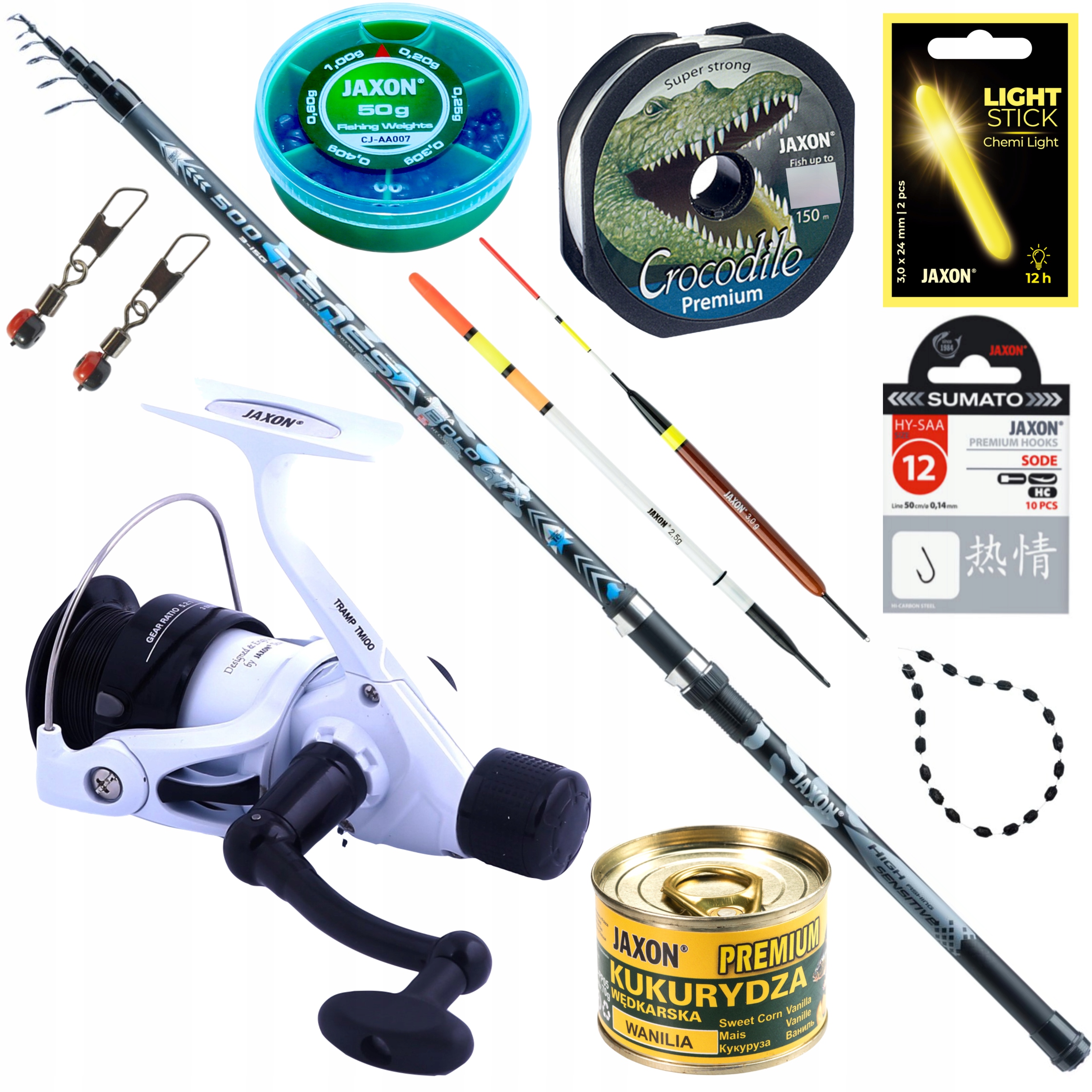 Zestaw spławikowy Bolonka wędka kołowrotek akcesoria na spławik Jaxon 5m