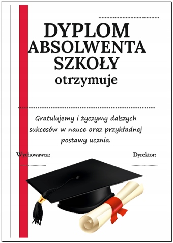 

Dyplom Absolwent Szkoły A4 gruby 300g papier