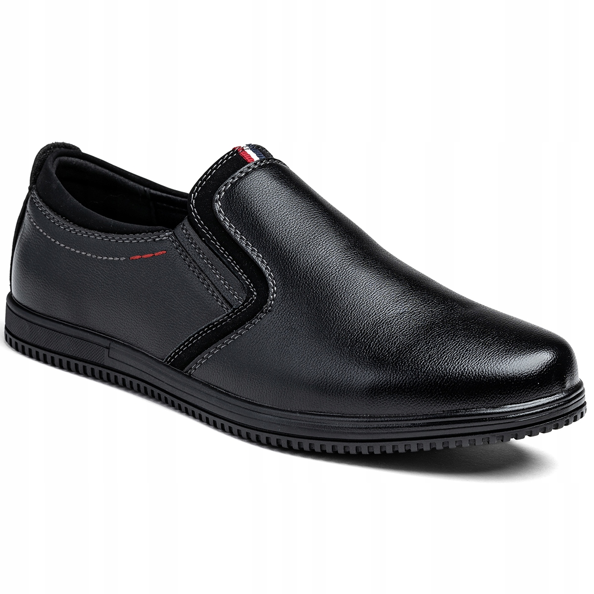 Polobotky nazouvací klasické černé pánské kožené boty Wojtyłko 45