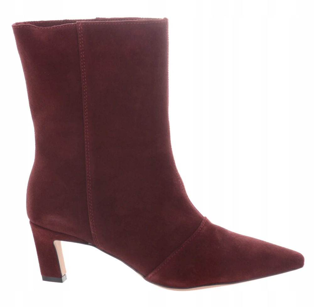 Kotníkové Boty Vínové S Velurovým Podpatkem Ulmani 36