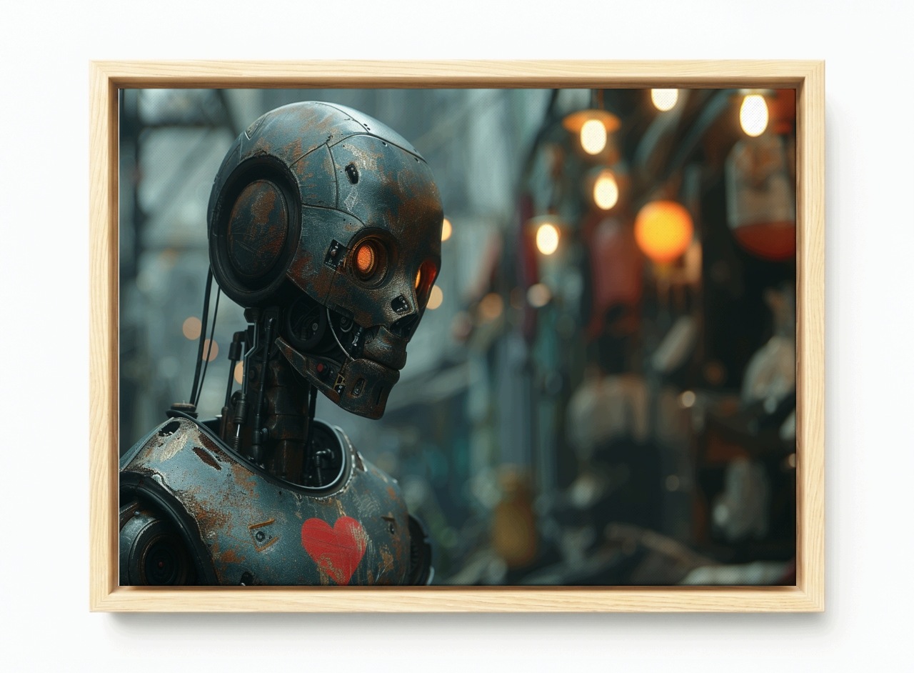 Obraz Rama American Box Robot Android Cyborg Stroj Procházka Srdce 120x80
