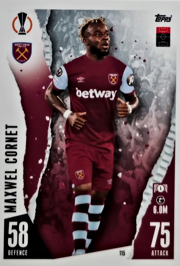 Topps Match Attax 2023/2024 West Ham United 115 Maxwel Cornet