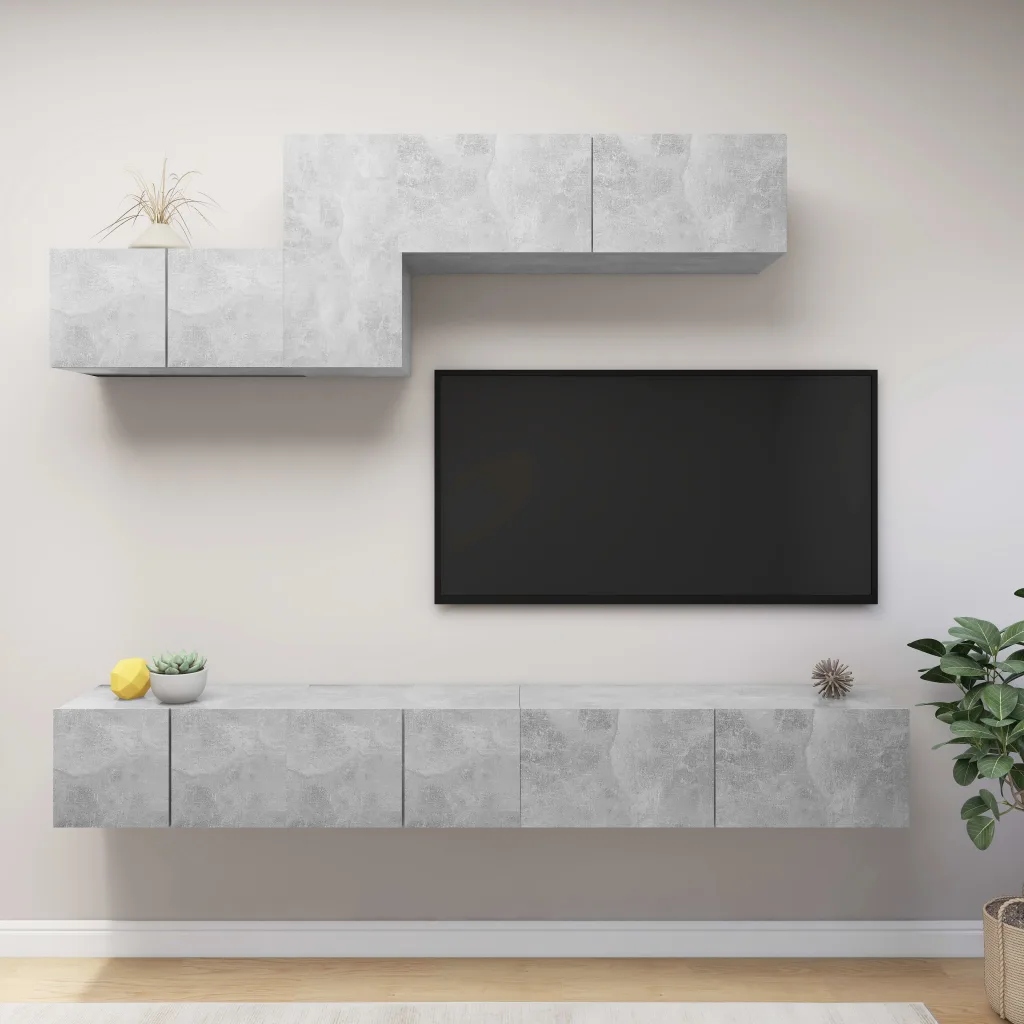 6dílný set Tv skříněk betonově šedý kompozitní dřevo Šedá 3079150