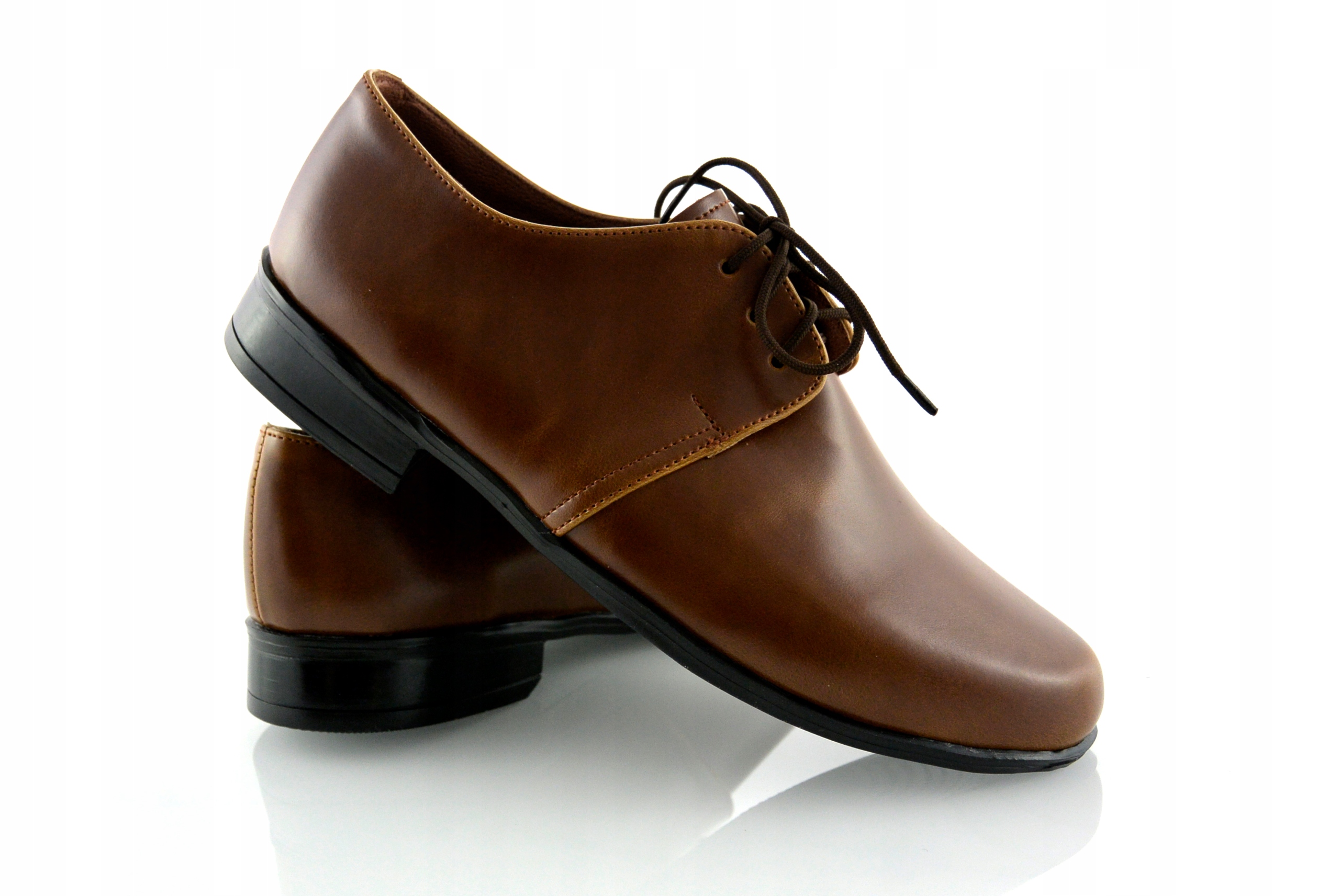 BRĄZOWE GŁADKIE CHŁOPIĘCE PÓŁBUTY KOMUNIJNE PL 38