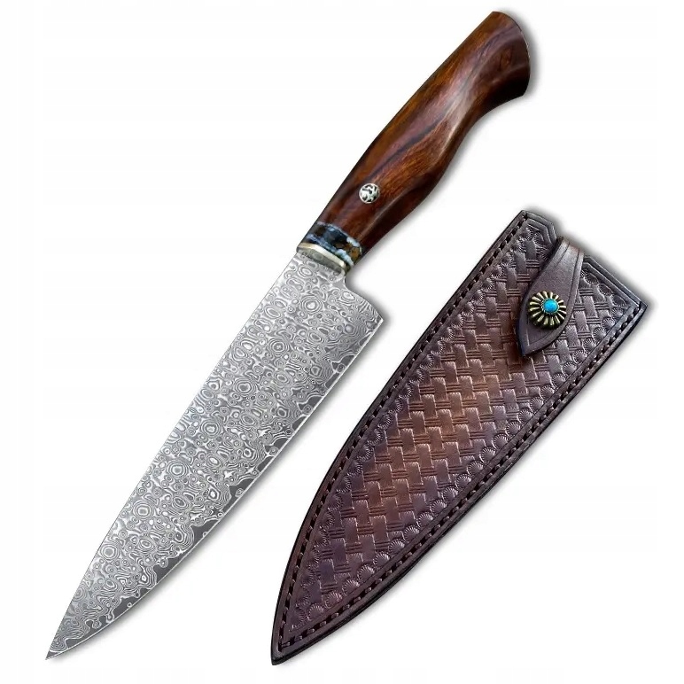 Damaškový kuchynský nôž Masterpiece Takara Hnedá