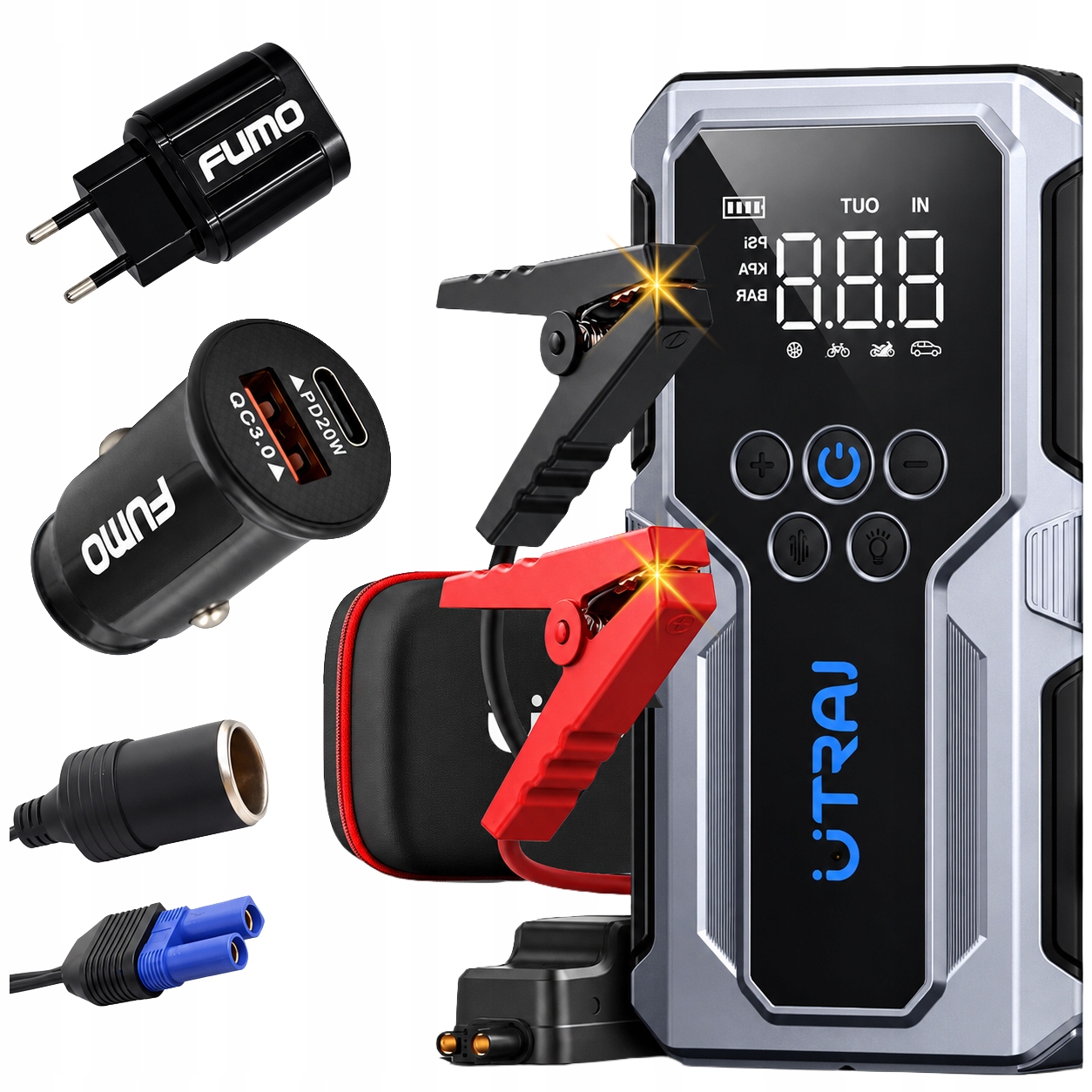 Urządzenie Rozruchowe Do Samochodu Rozruch Jump Starter Kompresor 1500A