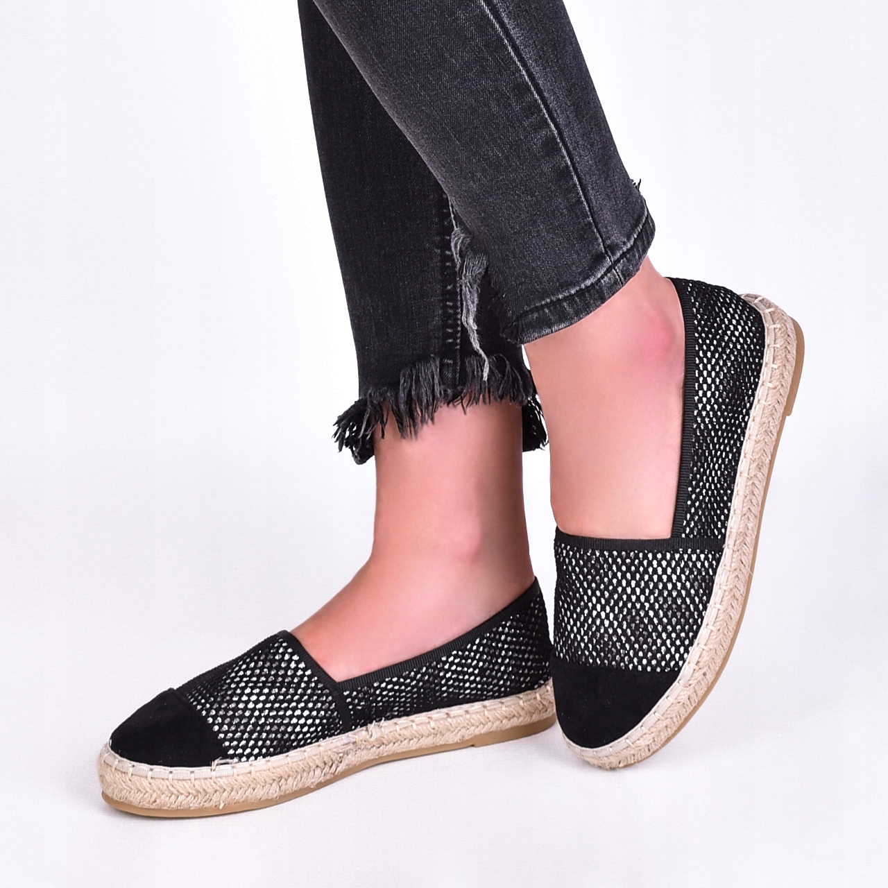 DAMSKIE ESPADRYLE NA SŁOMCE WSUWANE NA LATO Długość wkładki 24 cm