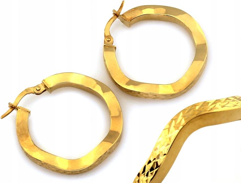 Zlaté náušnice 585 závěsná kolečka módní 14K, elegantní jako dárek 14K