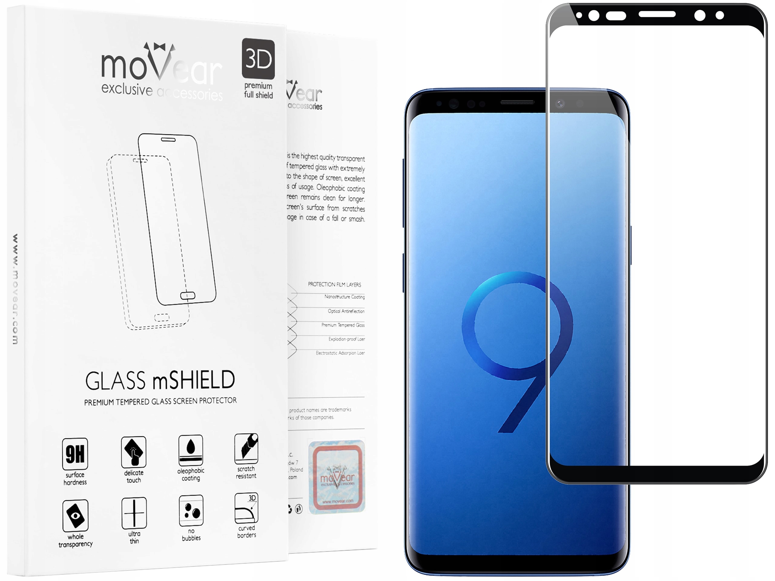 3D edzett üveg Samsung Galaxy S9 prémium Movear mSHIELD készülékhez