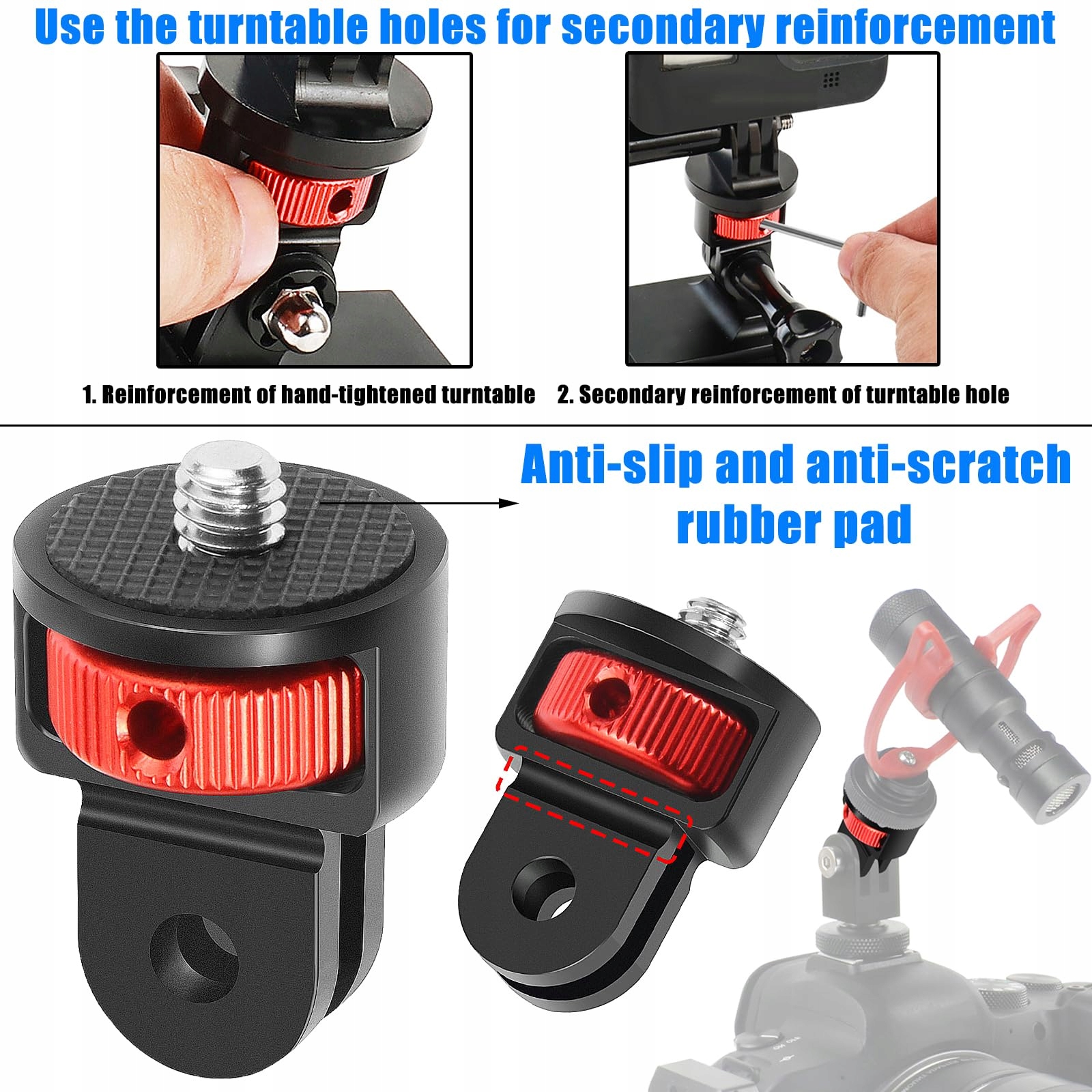 BEGPOEE Adapter Do Statywu 360° 2 Sztuki Do Kamer GoPro Sjcam Action — miniatura 4