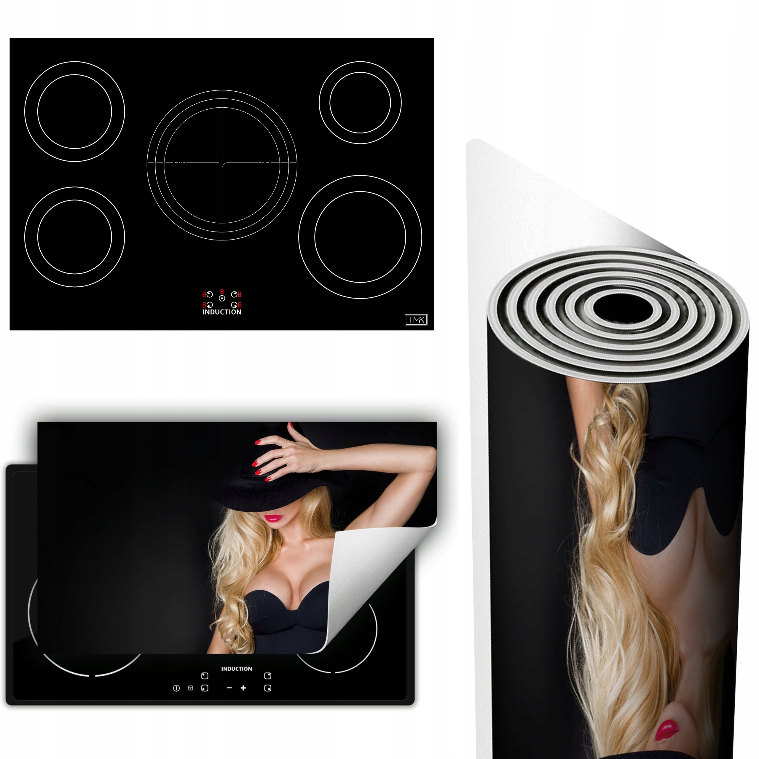 Vinylová Podložka Ochrana Kuchyňské Desky 90x52 černá žena