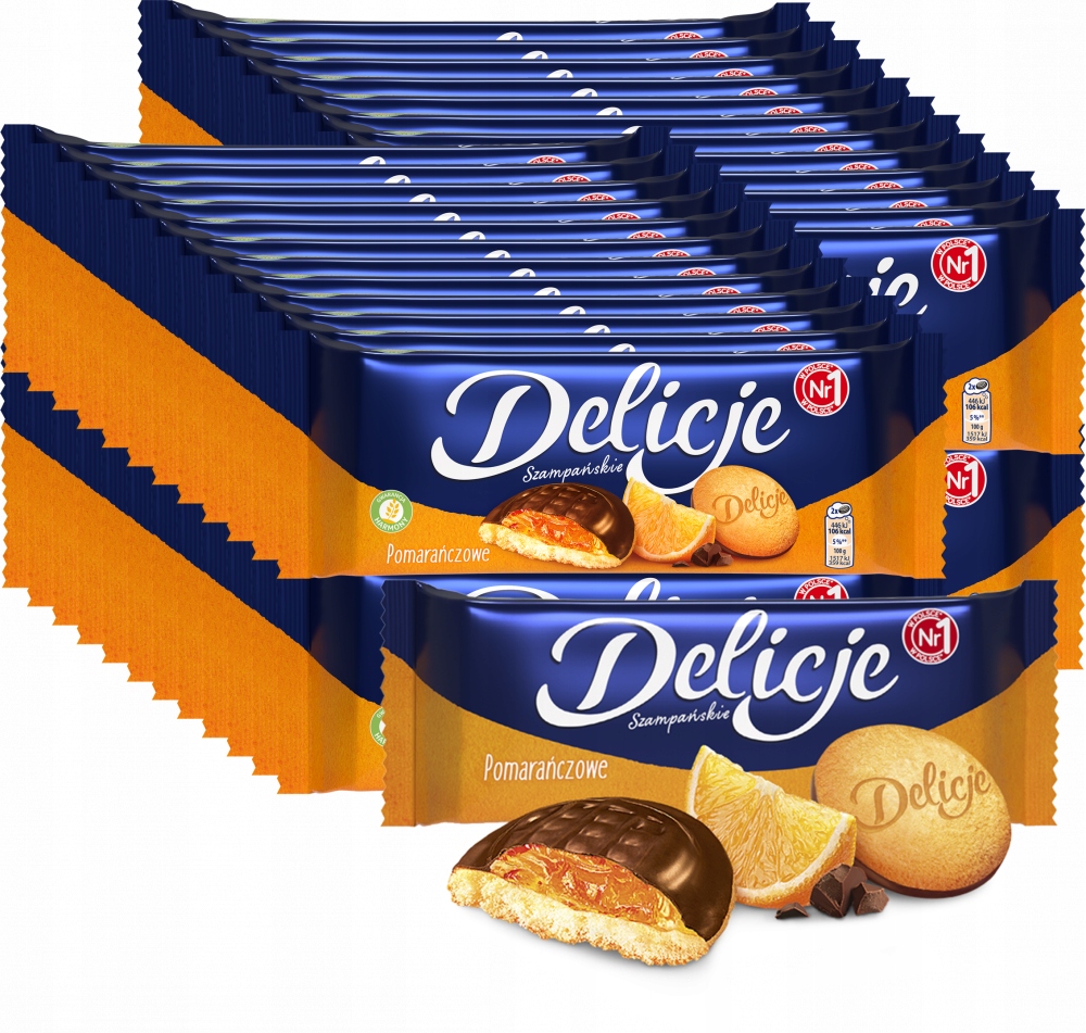 Ciastka Delicje Szampańskie Pomarańczowe 147G x60