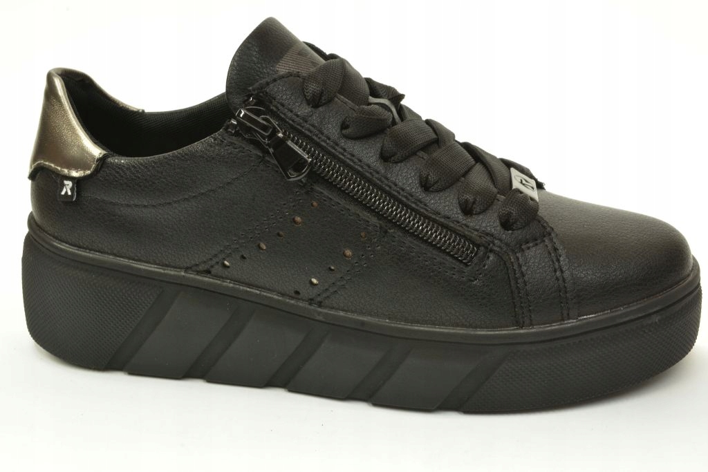 Rieker W2605 polobotky na platformě Černé se zipem Kůže vel. 40