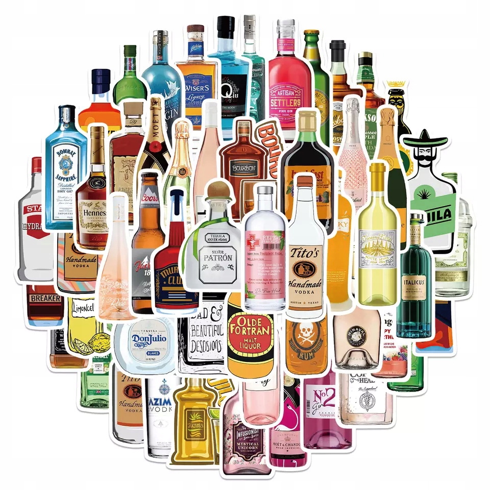 

Alkochole Naklejki Stickerbomb MIX Top Wlepy 50szt