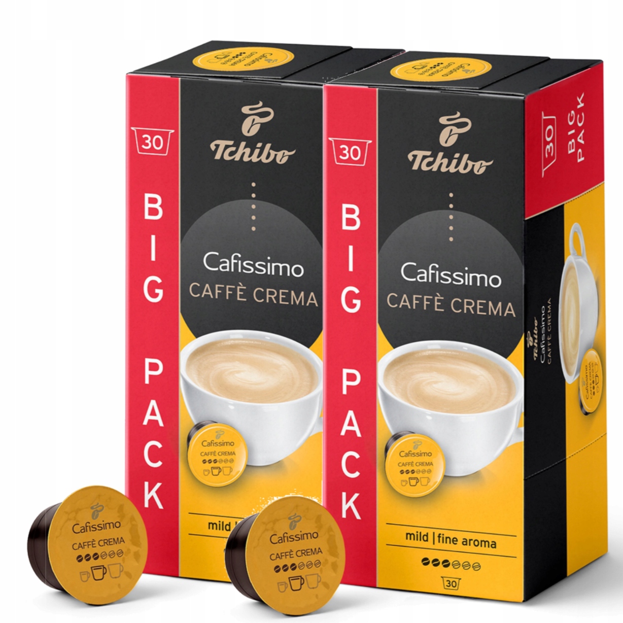 Levně Tchibo Káva Cafissimo Caffe Crema Fine Aroma 30 x 2 kapsle Sada