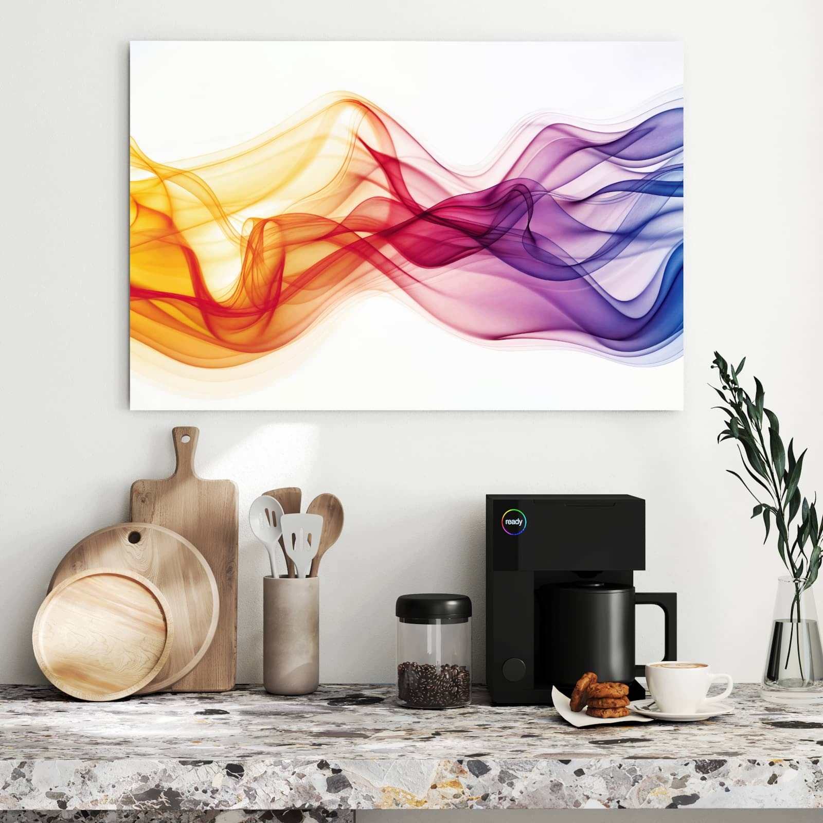 Magnetická tabule Jemné Vlny barev 90 × 60 cm