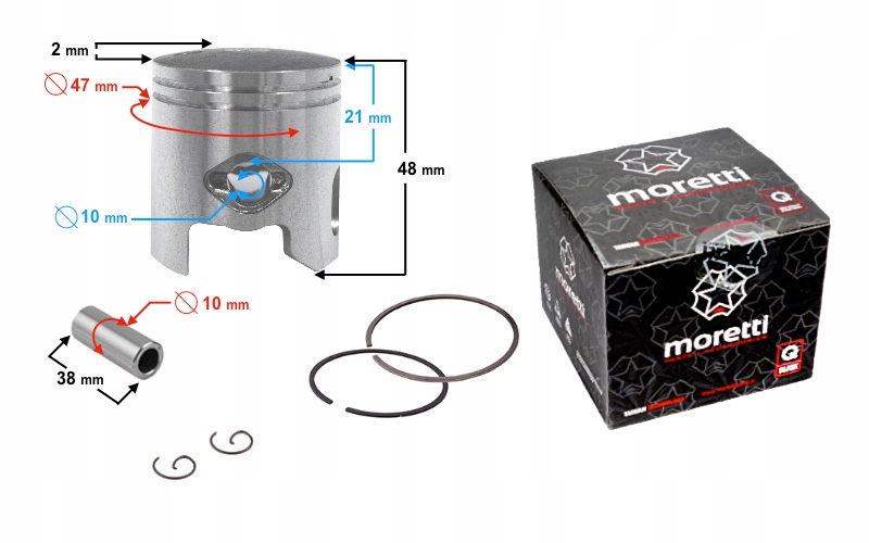 Tłok 70 Skuter 2T 47mm Komplet Junak Zipp Romet Barton Baotian Wytrzymały !