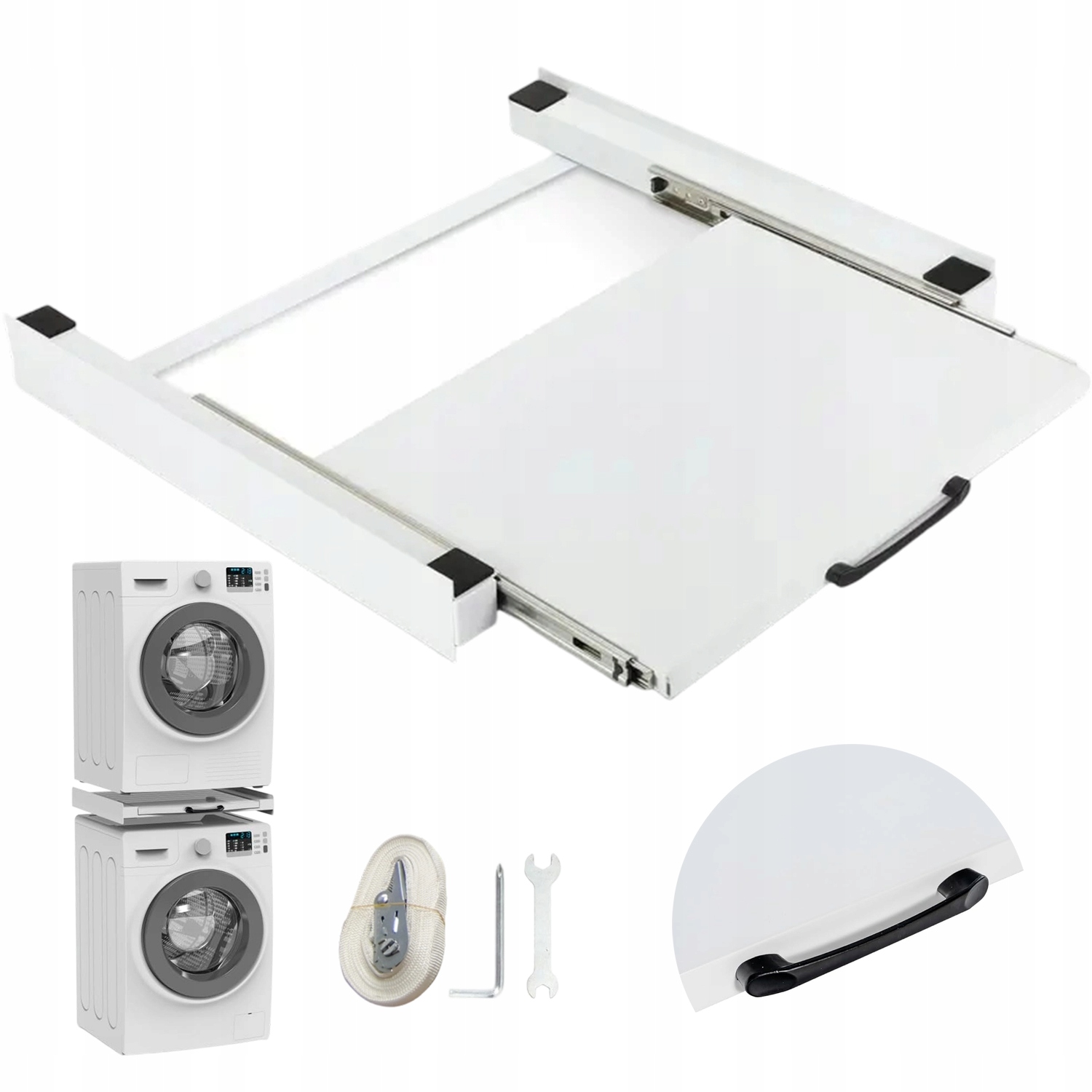 Uniwersalny Łącznik Pralki Z Suszarką Łatwy Montaż 54 X 60 CM Metal Trwały
