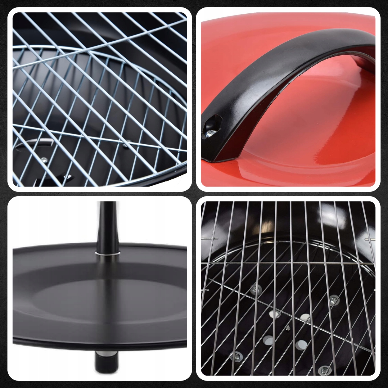 GRILL OGRODOWY WĘGLOWY STOJĄCY NA WĘGIEL 48cm NA KÓŁKACH PRZENOŚNY DO OGROD Producent inna