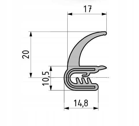 Uszczelka krawędziowa 20x17x10,5x4,6x14,8 EPDM Kod producenta 340-09-203