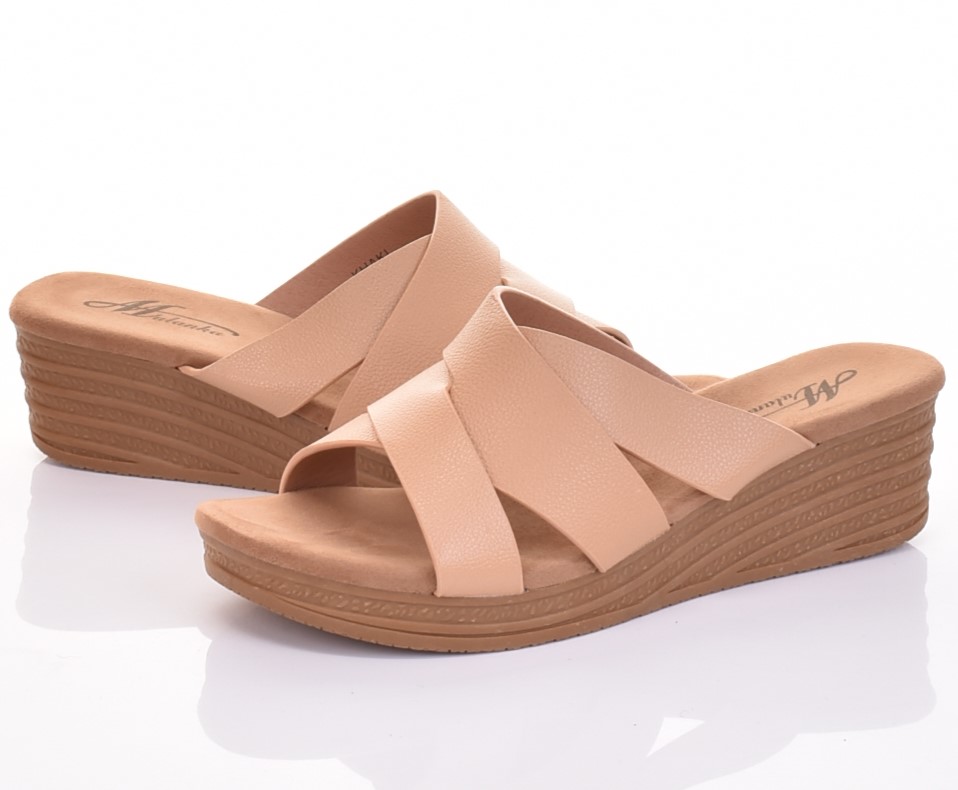 MODNE KLAPKI DAMSKIE WSUWANE NA KOTURNIE SKÓRZANE BUTY PRZEWIEWNE Rozmiar 39