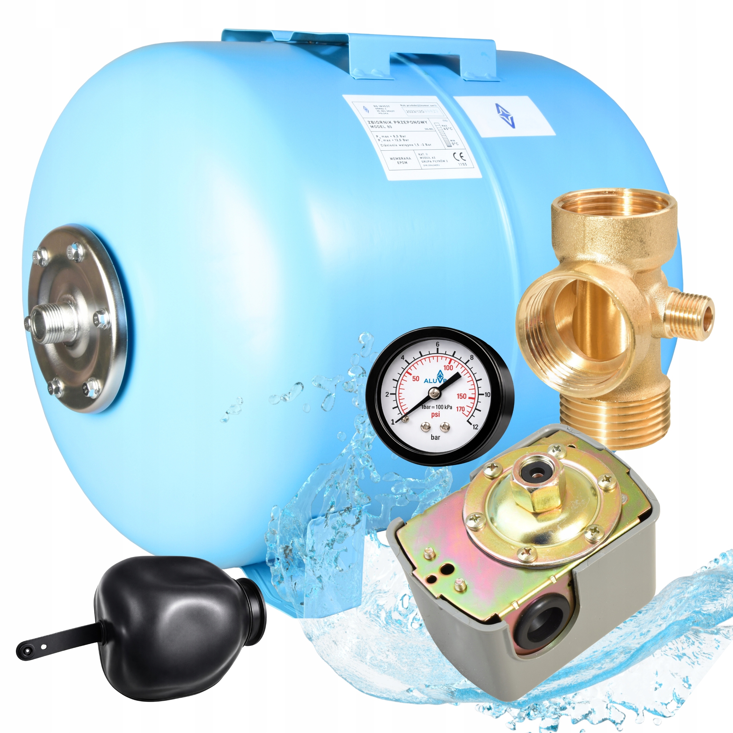 Kompletná Nádrž 80 L Príslušenstvo Manometer Tlakový Pre Čerpadlo Hydroforu
