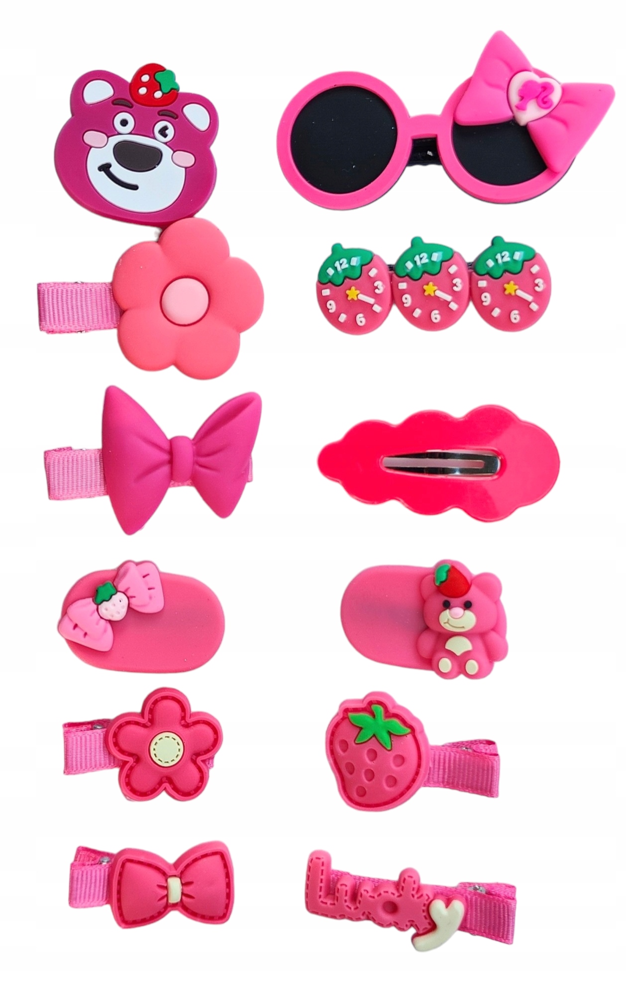 SPINKI DO WŁOSÓW ZESTAW SPINEK 12 szt. DLA DZIEWCZYNKI Różowe spinki Rodzaj spinka