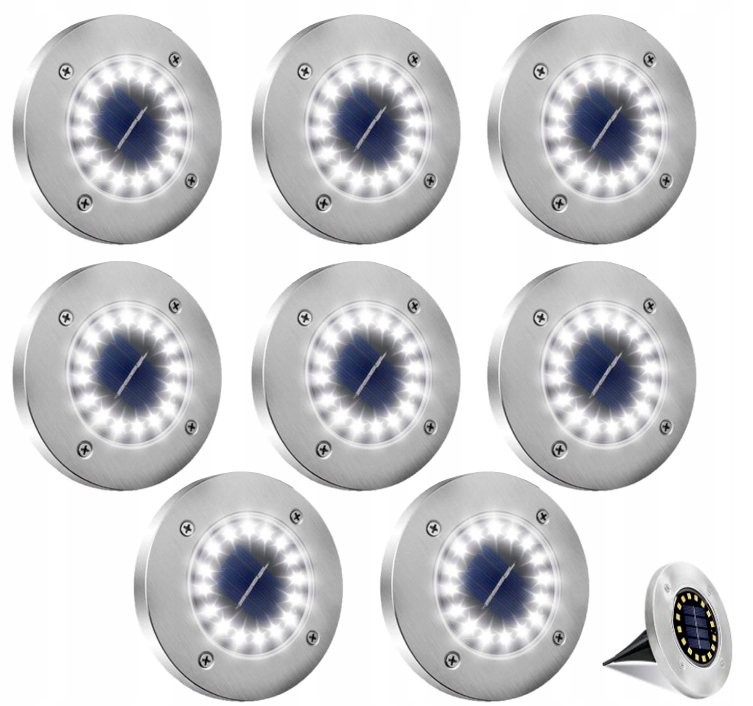 

Lampki Solarne Gruntowe 16LED Disk Light x8 Zestaw