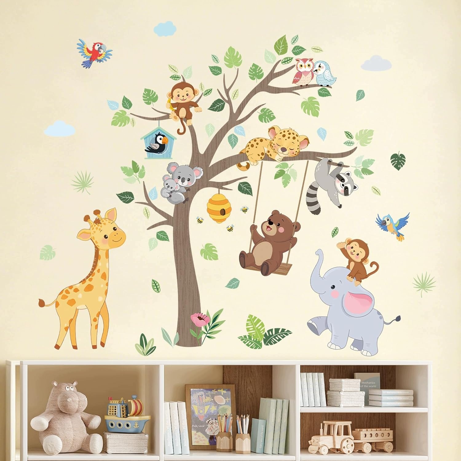 Naklejki ścienne zwierzęta z dżungli 30x90 cm 2 szt. winylowe zdejmowane