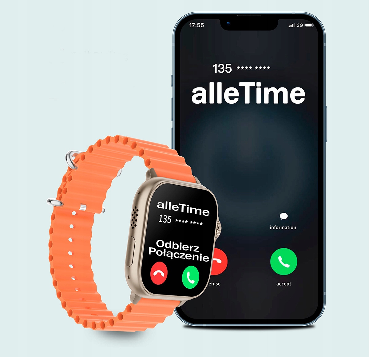 Zegarek SMARTWATCH Rubicon INDUKCJA DUŻY WYŚWIETLACZ 2.12 CALA MENU PL SMS Model inny