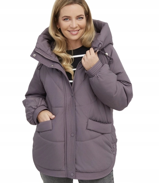 Zimní bunda dámská Kornelia prošívaná oversize s kapucí 46