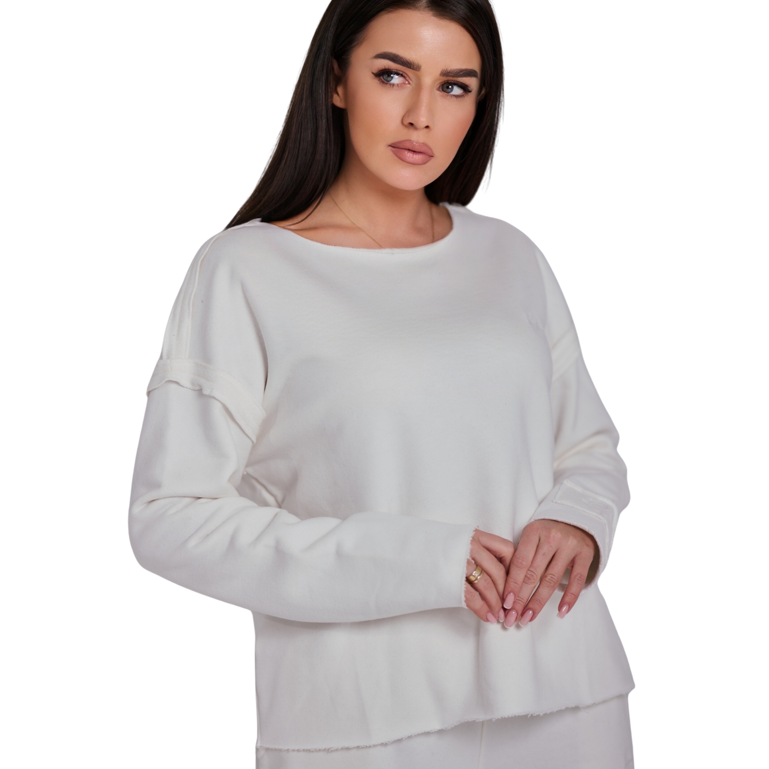 Dámská tepláková mikina s lodičkovým kompletem Premium, smetanová, velikost XL XXL