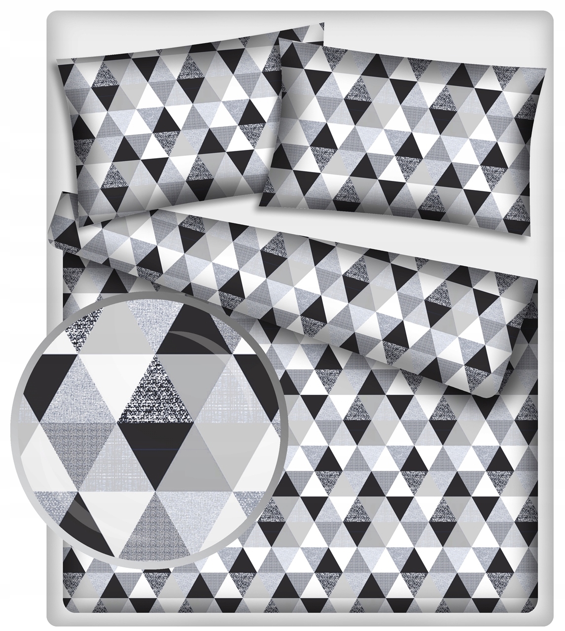 

Pościel 160x200 Trójkąciki Szaro Czarne