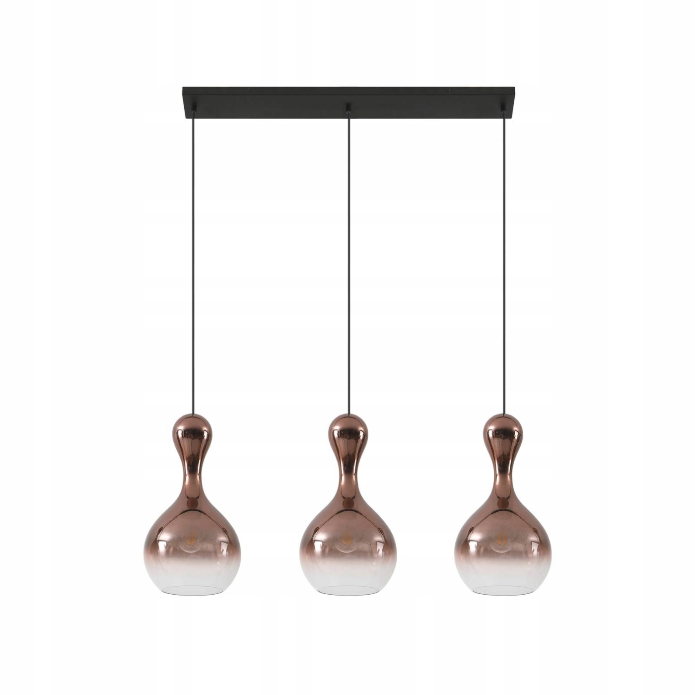 Lampa wisząca Lucande Lyrisa, 3-punktowa, kolor miedziany, szkło, 22 cm