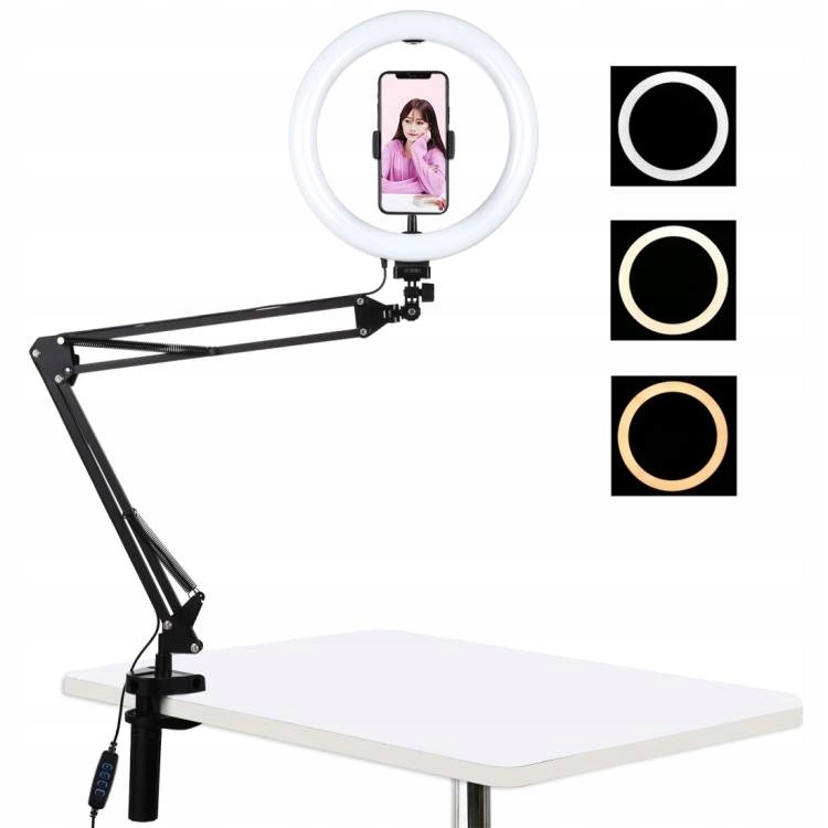 Stolní stojan stativ Puluz s Led kruhovým světlem 26cm pro vlogování streamování na telefon P