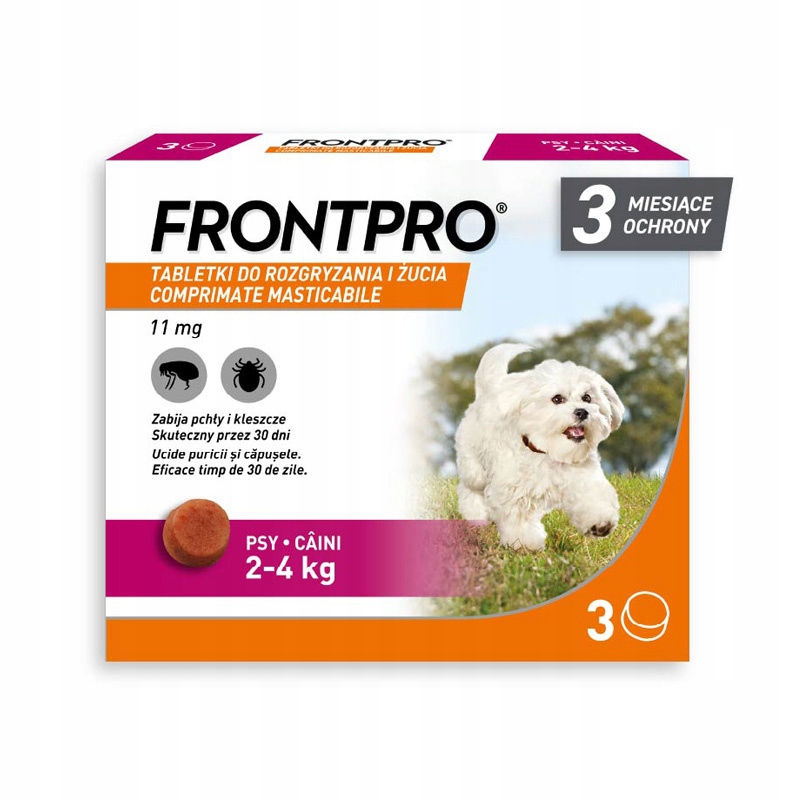 Frontpro Tabletka przeciw pchłom i kleszczom dla psa 2-4 kg 3 szt. 11 mg