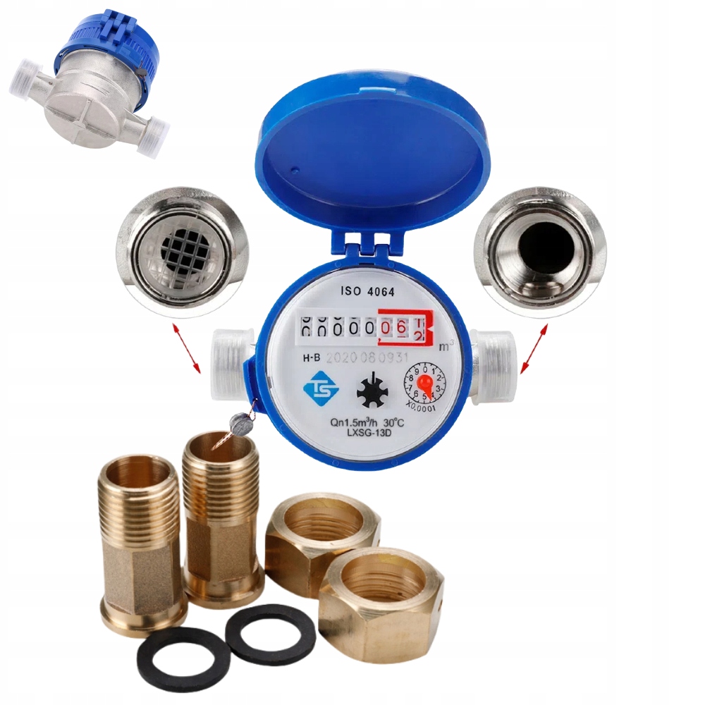 Vodoměr Počítadlo Studené Vody 15 MM 1/2 Vodoměr Počítadlo