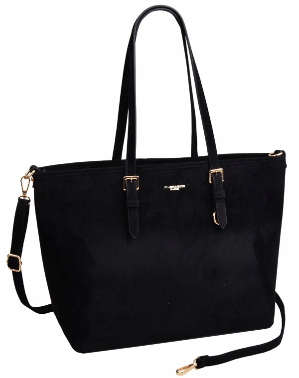 Flora&Co torebka shopper skóra ekologiczna zamszowa czarny