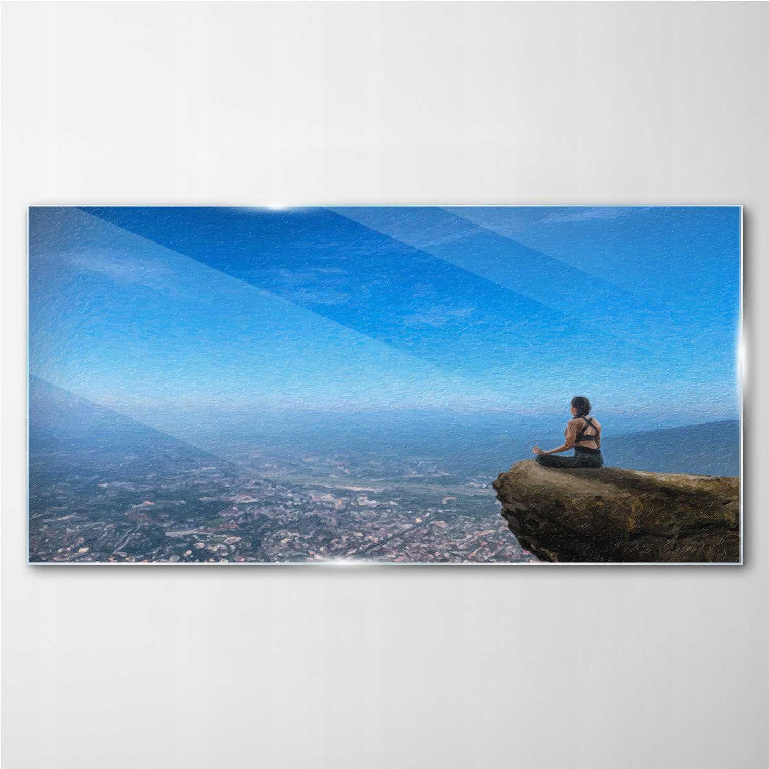 

Foto-obraz szklany Kobieta na klifie 140x70 cm