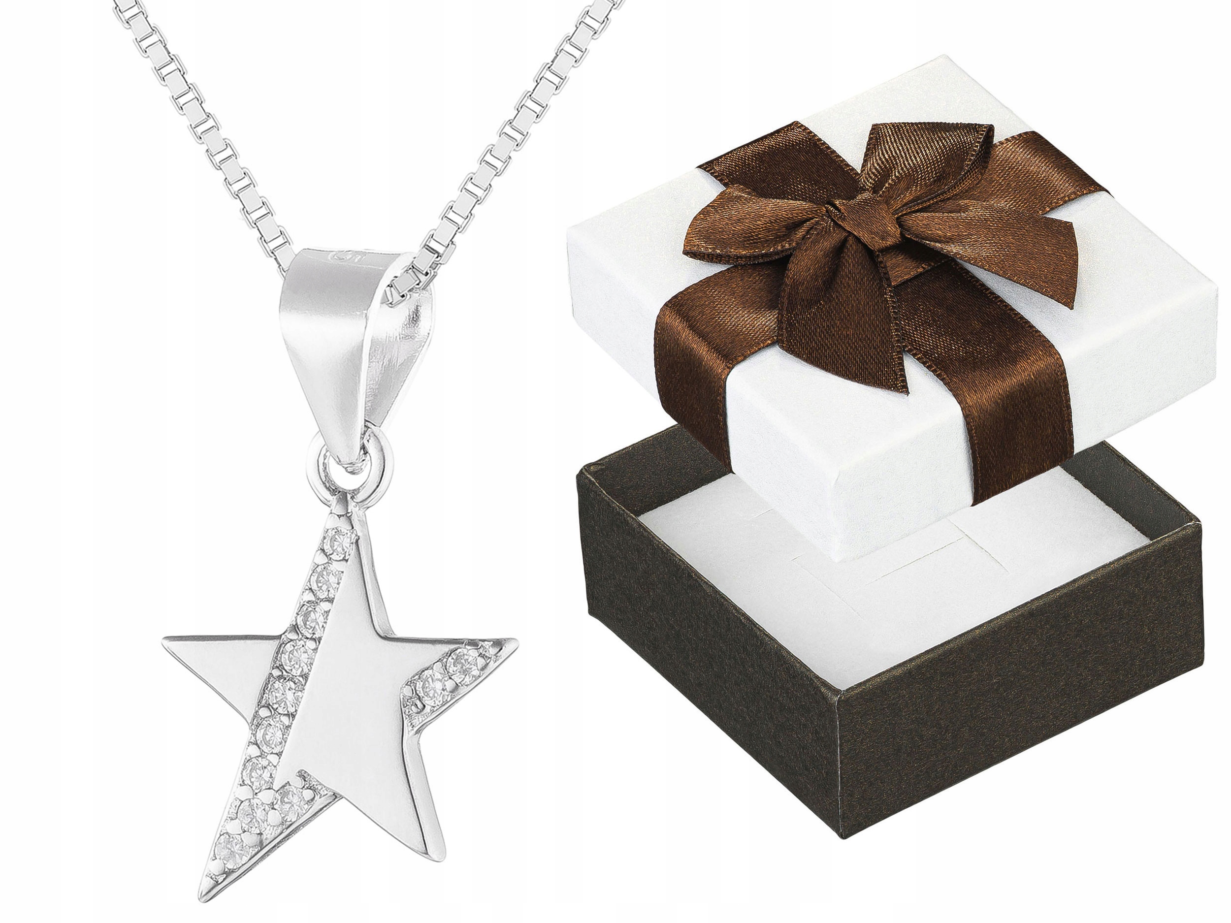 Stříbrný malý dámský náhrdelník Hvězda s zirkony Hvězdička Choker 35 cm