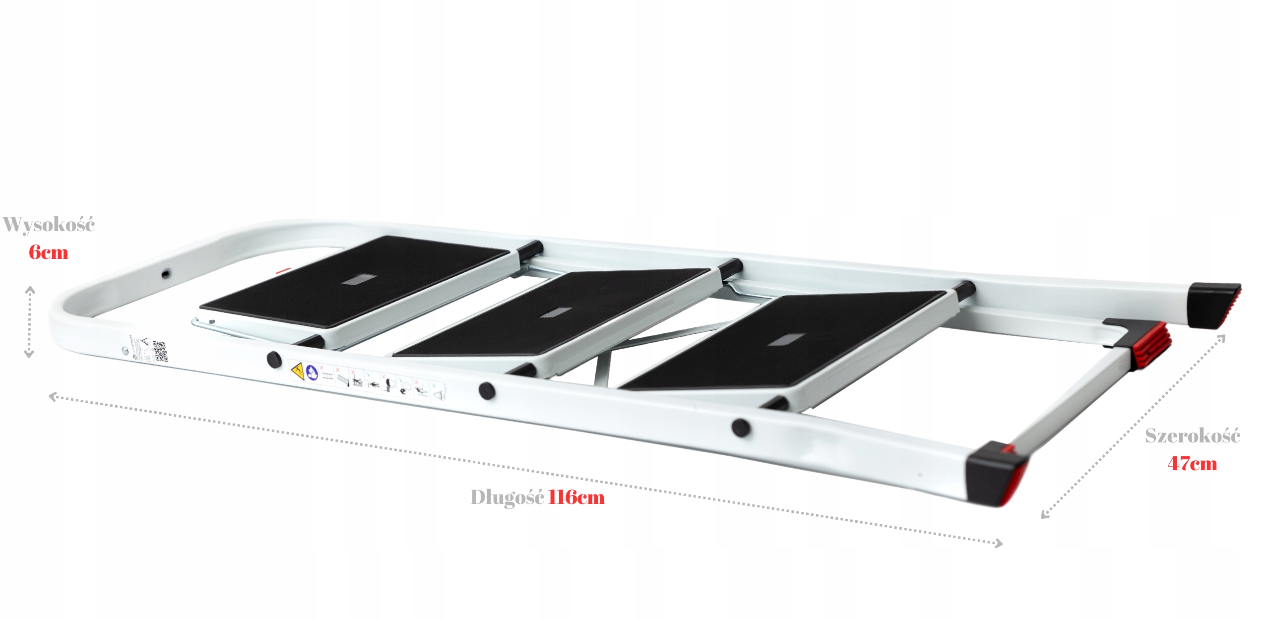 ePlatinum DRABINA DRABINKA 3 STOPNIOWA SCHODY DOMOWA STALOWA SKŁADANA 150kg Długość transportowa 116 cm